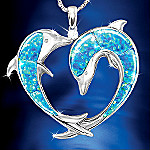 Created Opal And Diamond Dolphin Art Pendant Necklace: Endless Sea Of Love